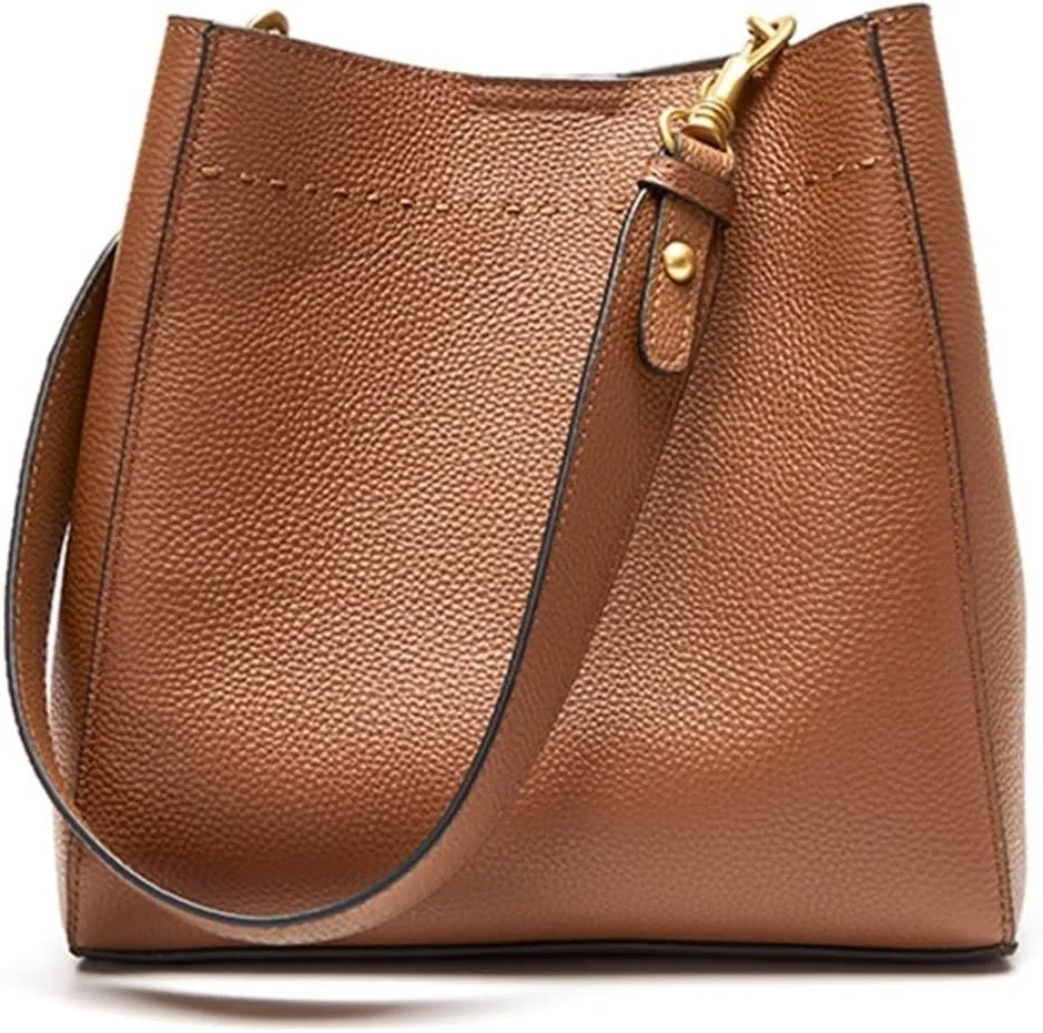 Leather Casual Shopper Shoulder Bag Commuter Large Bucket Handbag Simple Women Tote Underarm Bags