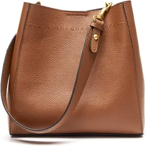 Leather Casual Shopper Shoulder Bag Commuter Large Bucket Handbag Simple Women Tote Underarm Bags