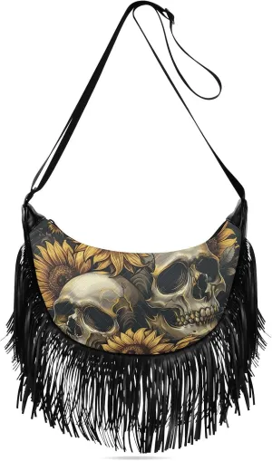 Leather Fringe Purse Crossbody with Tassel Boho Fringe Purse Western Cross Body Purses for Women