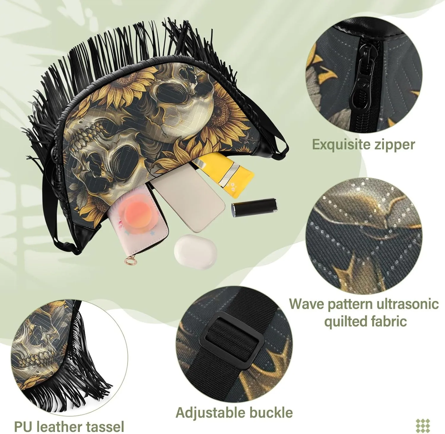 Leather Fringe Purse Crossbody with Tassel Boho Fringe Purse Western Cross Body Purses for Women