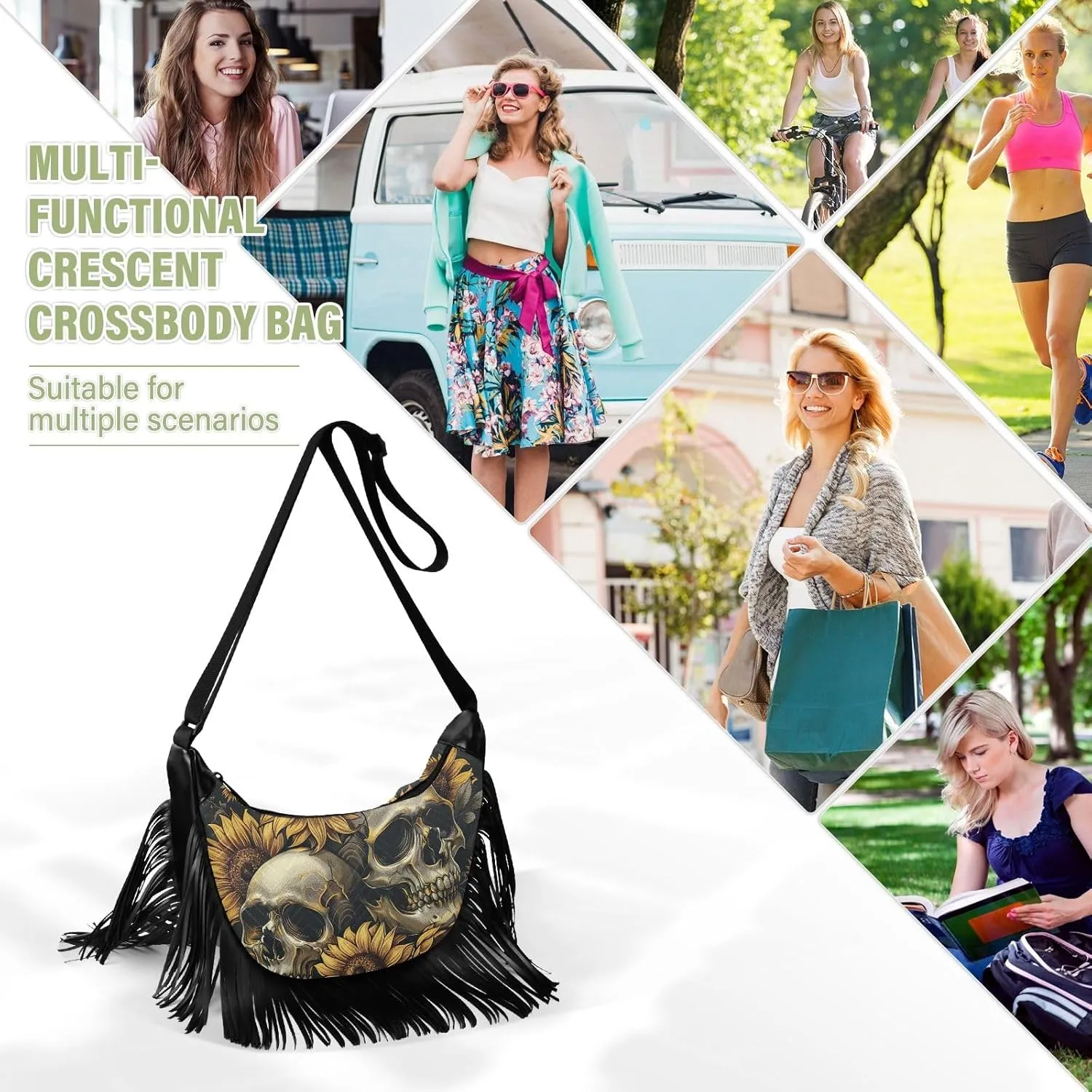 Leather Fringe Purse Crossbody with Tassel Boho Fringe Purse Western Cross Body Purses for Women