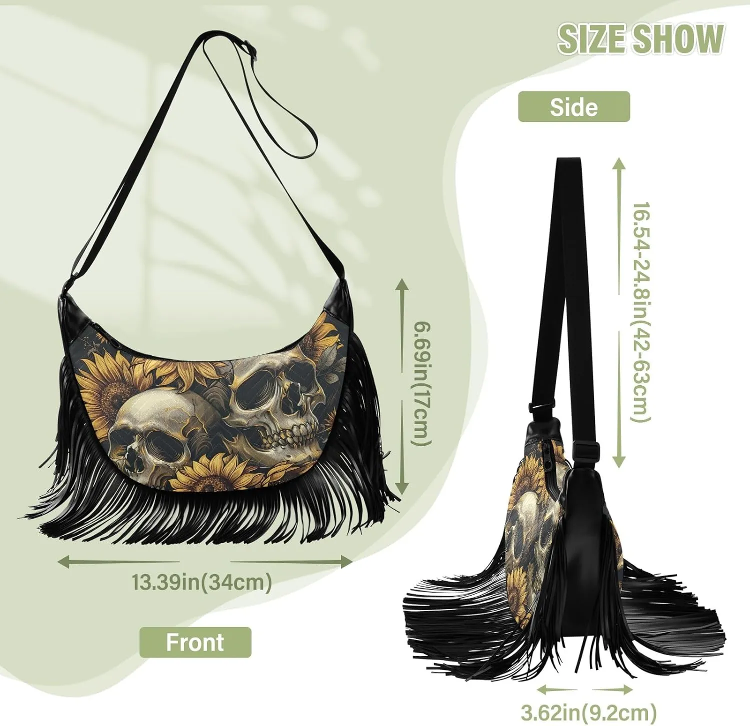 Leather Fringe Purse Crossbody with Tassel Boho Fringe Purse Western Cross Body Purses for Women