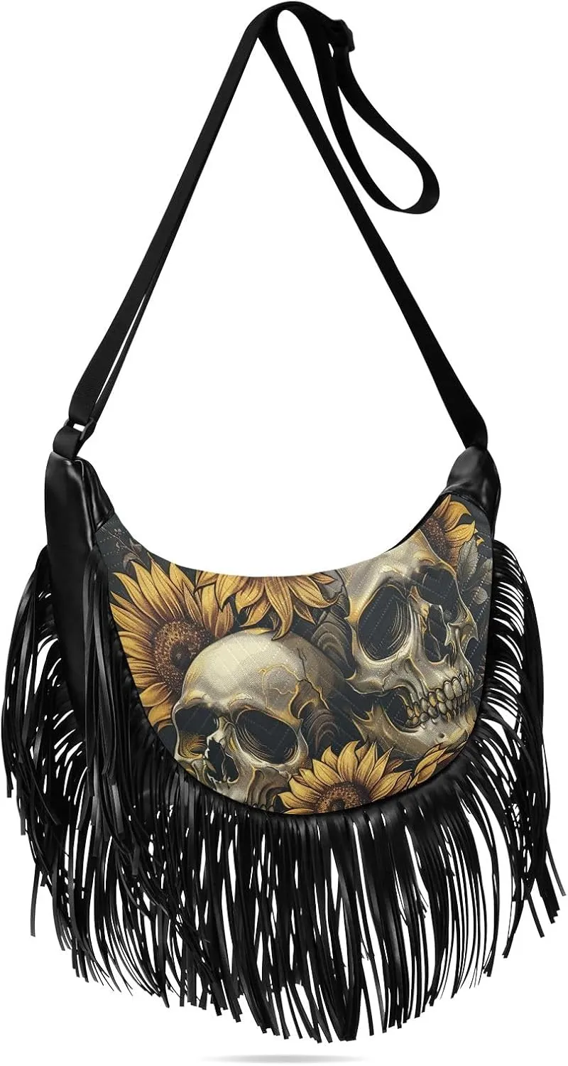 Leather Fringe Purse Crossbody with Tassel Boho Fringe Purse Western Cross Body Purses for Women