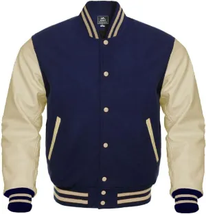 Letterman Baseball Varsity Jackets Warm Jacket Genuine Leather Sleeves Multi wool colors