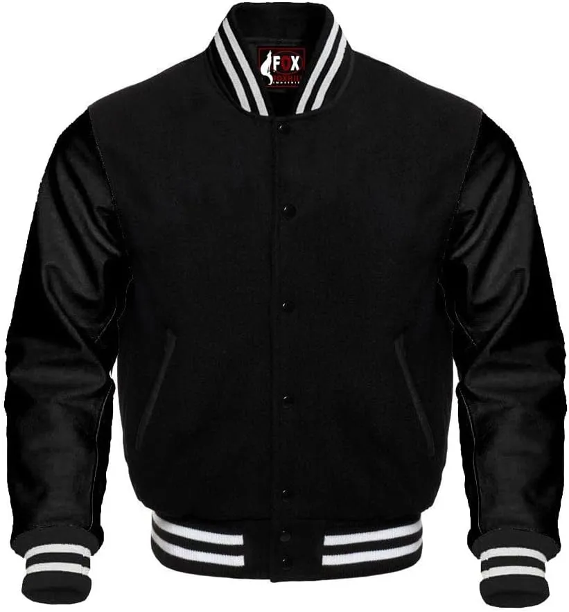 Letterman Baseball Varsity Jackets Warm Jacket Genuine Leather Sleeves Multi wool colors