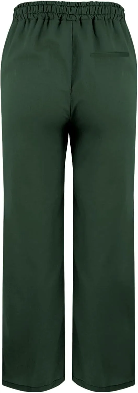 Linen Pants Women 2025 Summer Casual Elastic Waist Straight Leg Lounge Pant Plus Size Loose Drawstring Beach Trousers