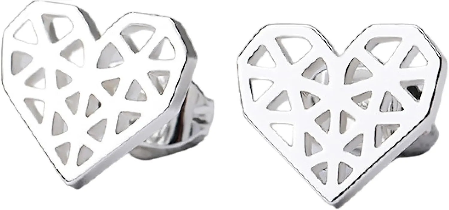 Love Heart Stud Earrings for Women Stainless Steel Silver Minimalism Earrings Jewelry