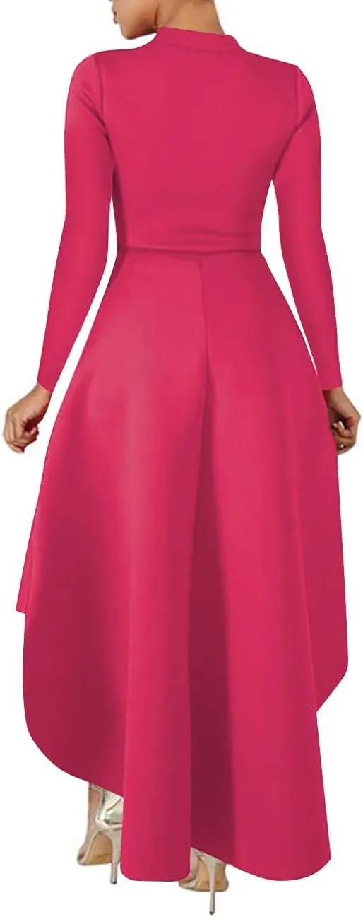 Lrady Womens Casual Shirt Dress High Low Ruffle Blouse Asymmetrical Peplum Tops Long Tunic Dresses