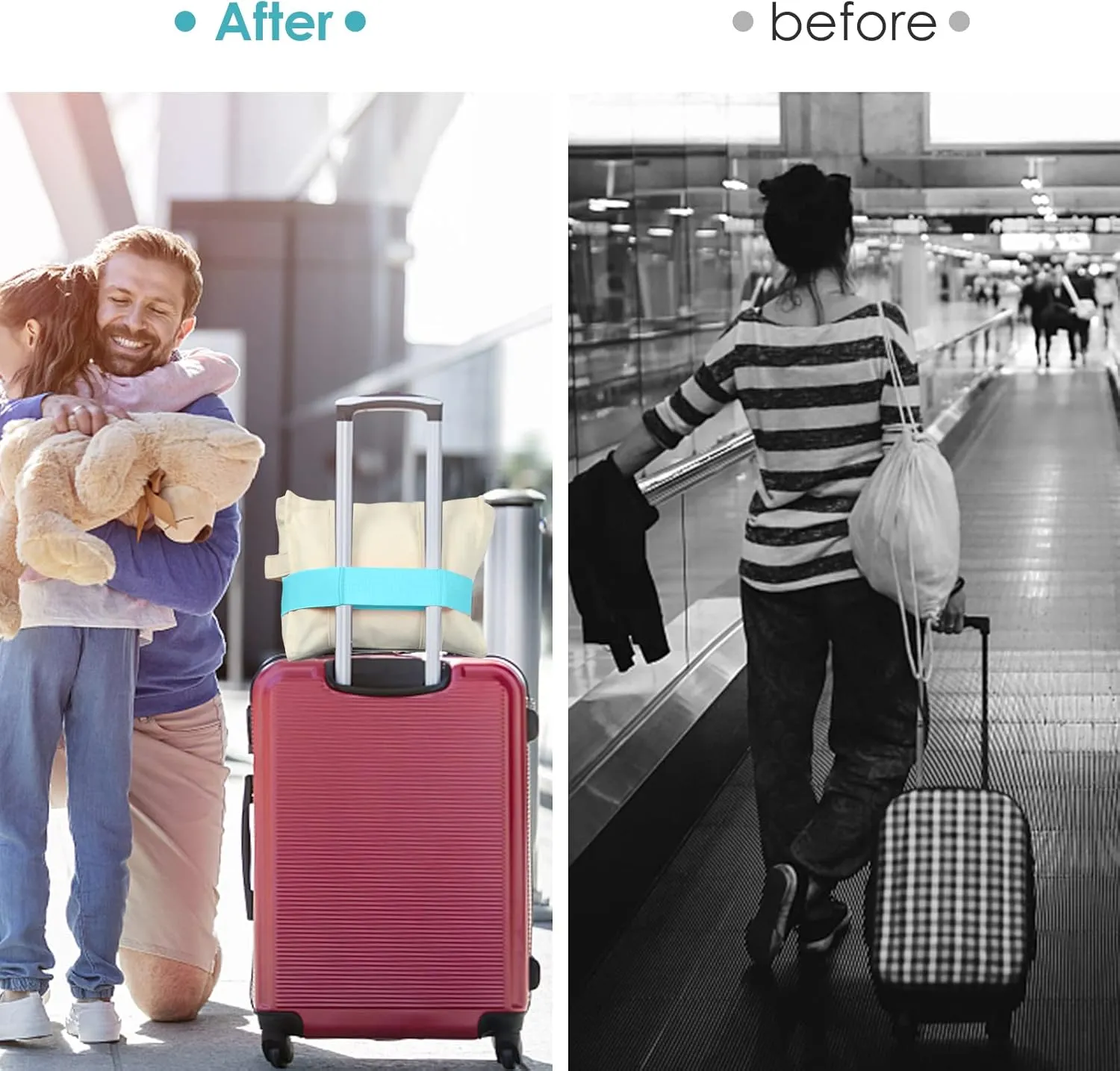Luggage Straps Adjustable Travel Belt for Luggage Add a Bag Over Handle, Onmust Elastic Bungees Luggage Strap with Alloy Buckle for Carry On Bag, Hands-Free Airport Travel Accessories Sky Blue