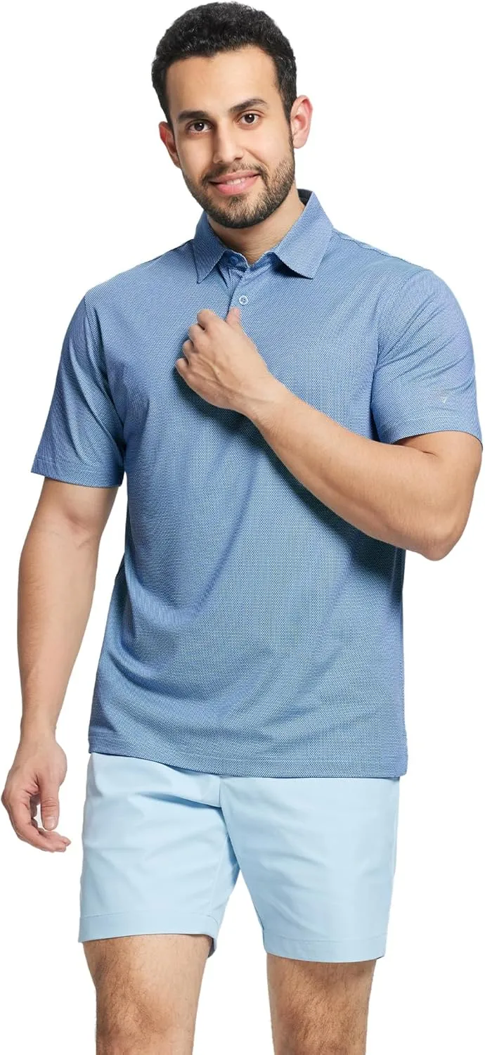 M MAELREG Golf Shirts for Men Dry fit Sports Jacquard Lightweight Performance Texture Short Sleeve Collared Polo Shirts