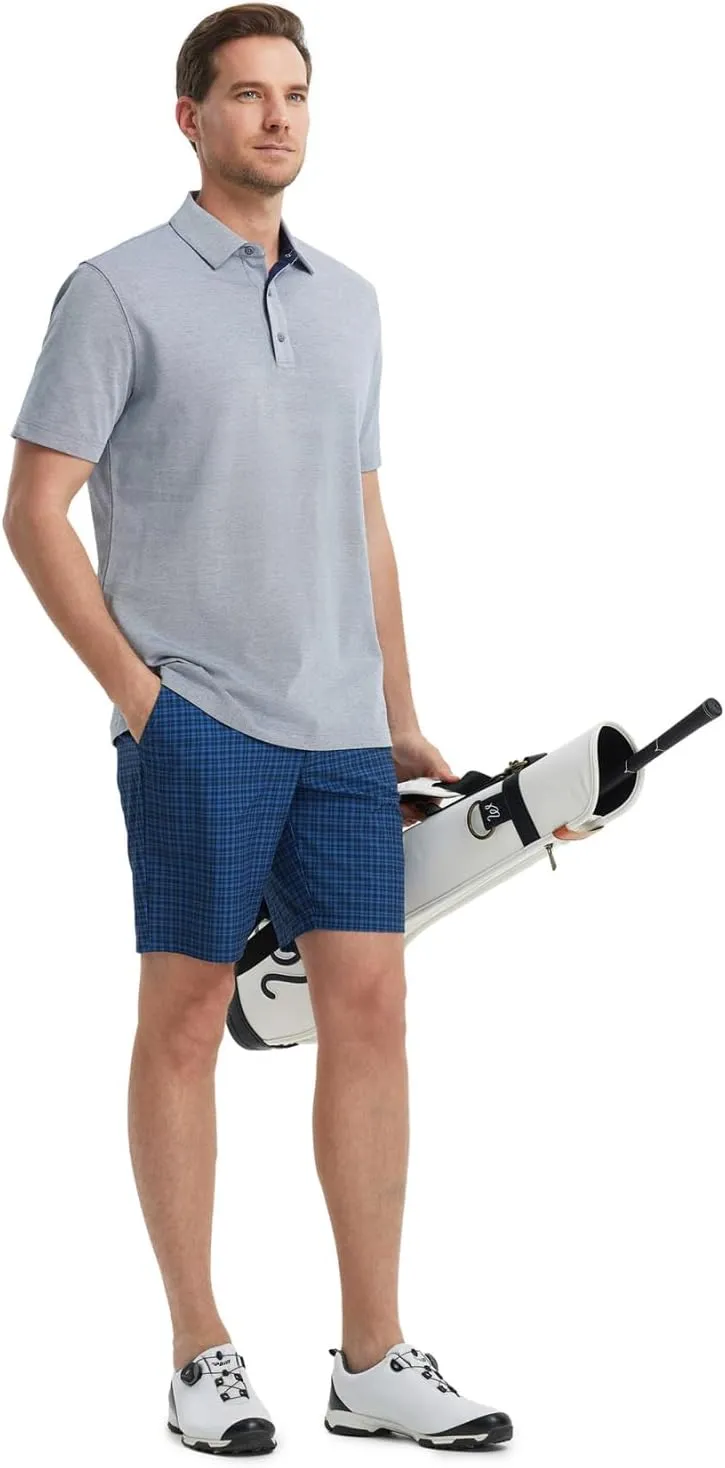 M MAELREG Golf Shirts for Men Pique Solid Performance Moisture Wicking Lightweight Collared Mens Polo Shirts Short Sleeve