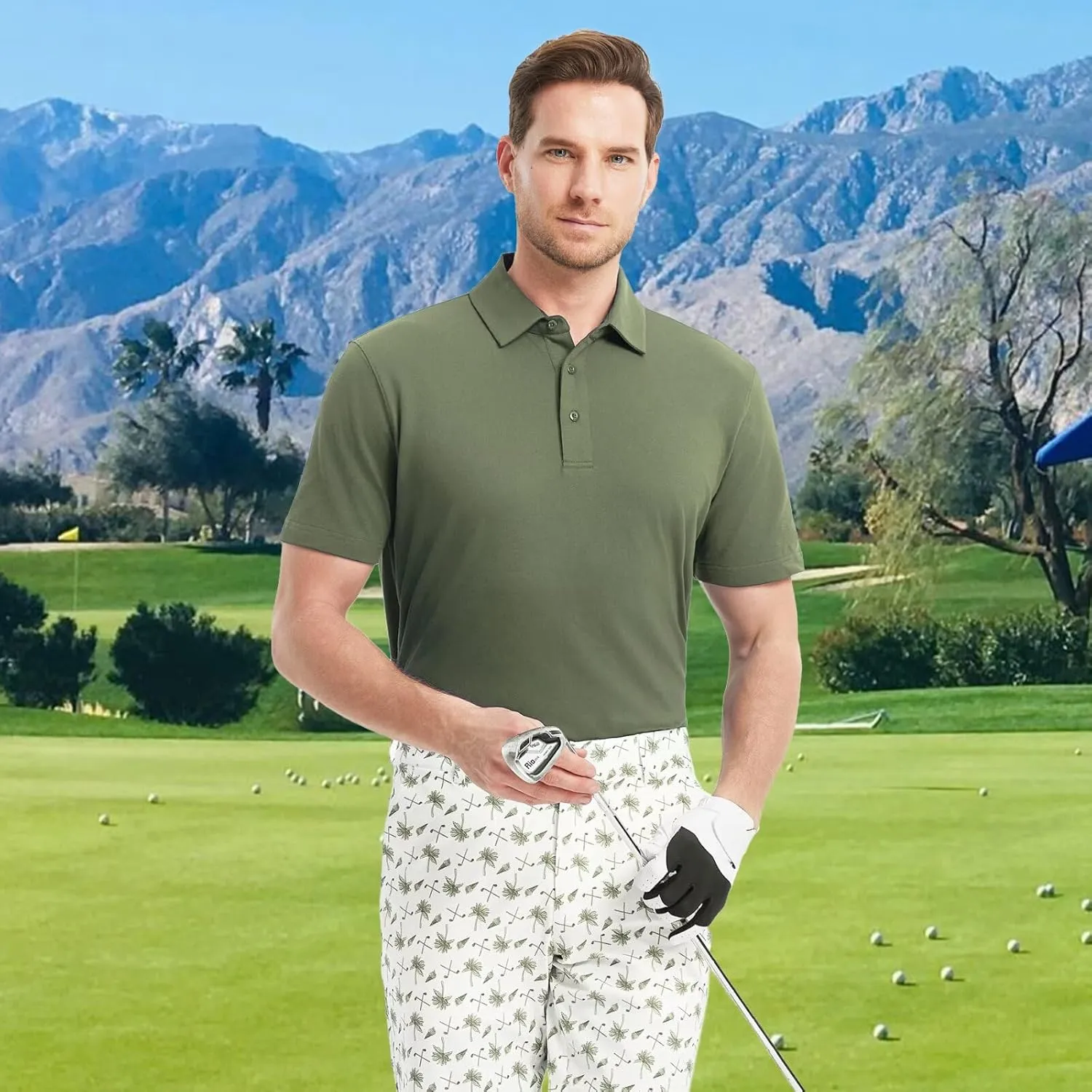 M MAELREG Golf Shirts for Men Pique Solid Performance Moisture Wicking Lightweight Collared Mens Polo Shirts Short Sleeve