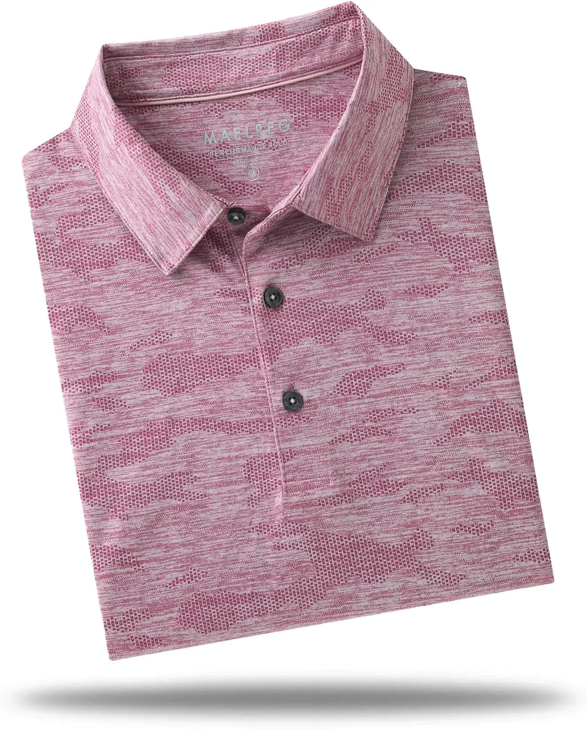 M MAELREG Golf Shirts for Men Short Sleeve Heather Jacquard Textured Stretch Moisture Wicking Performance Mens Polo Shirts