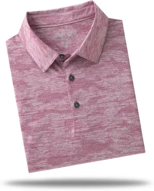 M MAELREG Golf Shirts for Men Short Sleeve Heather Jacquard Textured Stretch Moisture Wicking Performance Mens Polo Shirts