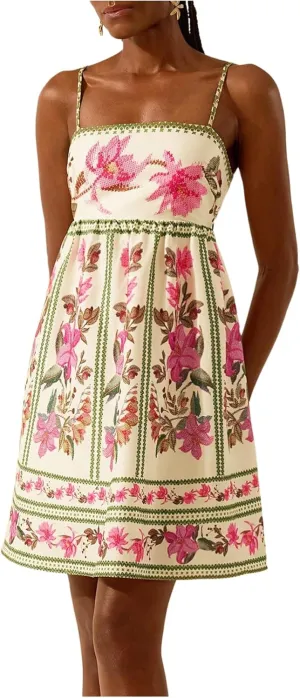 MakeMeChic Women's Floral Boho Dress Sleeveless Vacation Mini Short Dress Tie Backless Sundress