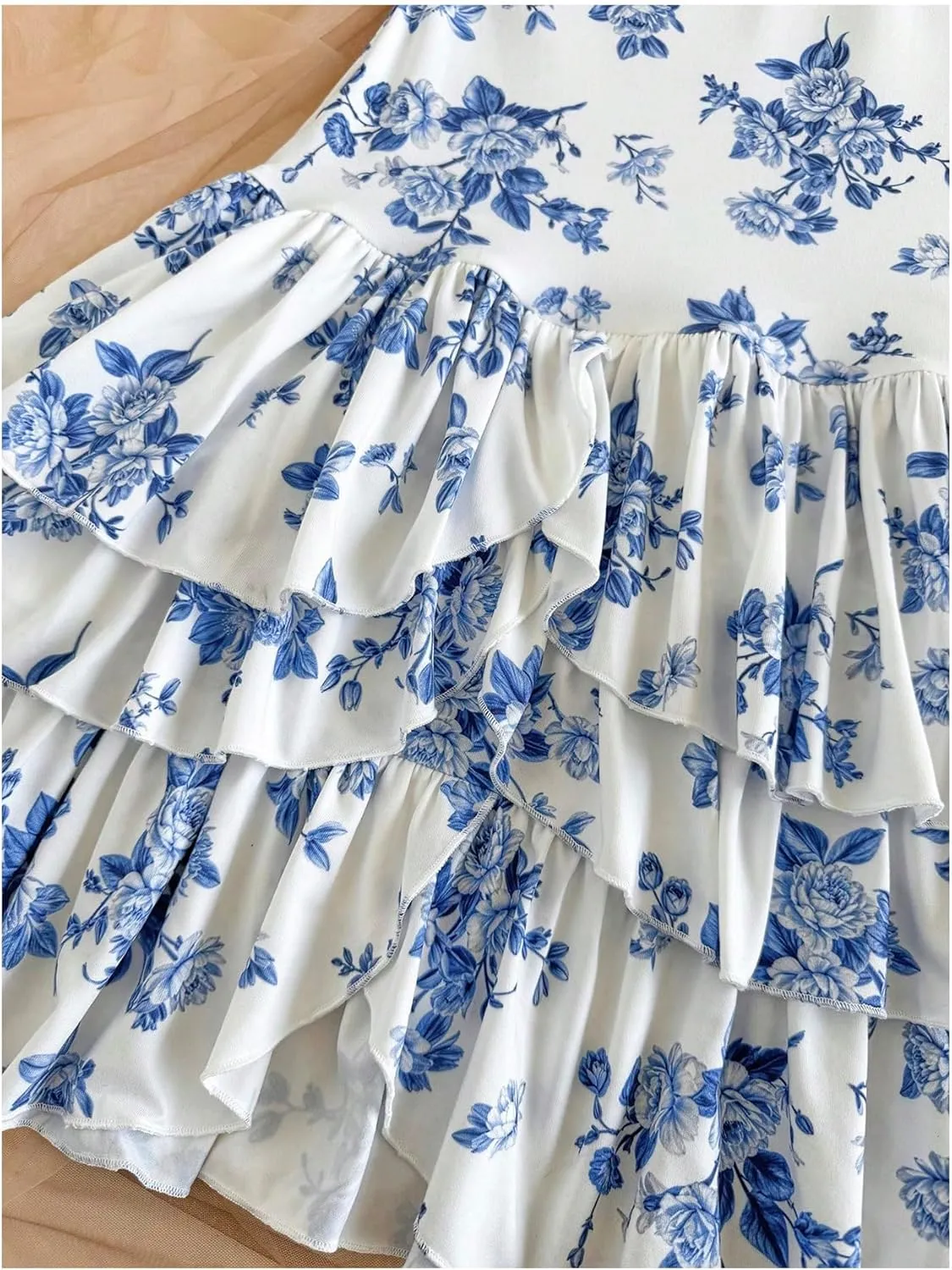 MakeMeChic Women's Floral Print Mini Dress Twist Halter Ruffle Tiered Short Dresses