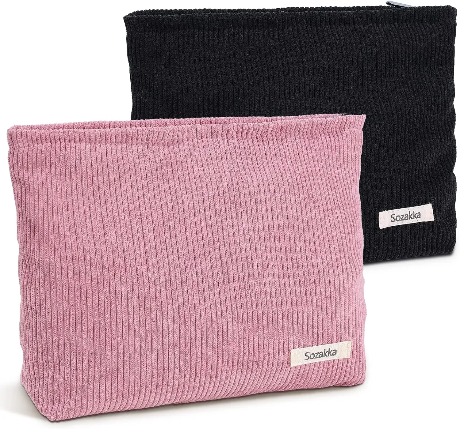 Makeup Bags Cosmetic Bags for Women 2 Pcs Corduroy Cosmetic Bags Large Capacity Purse Aesthetic Cute Pouch Bags Travel Toiletry Zipper Storage Pouch Make Up Organizer Accessories for Women