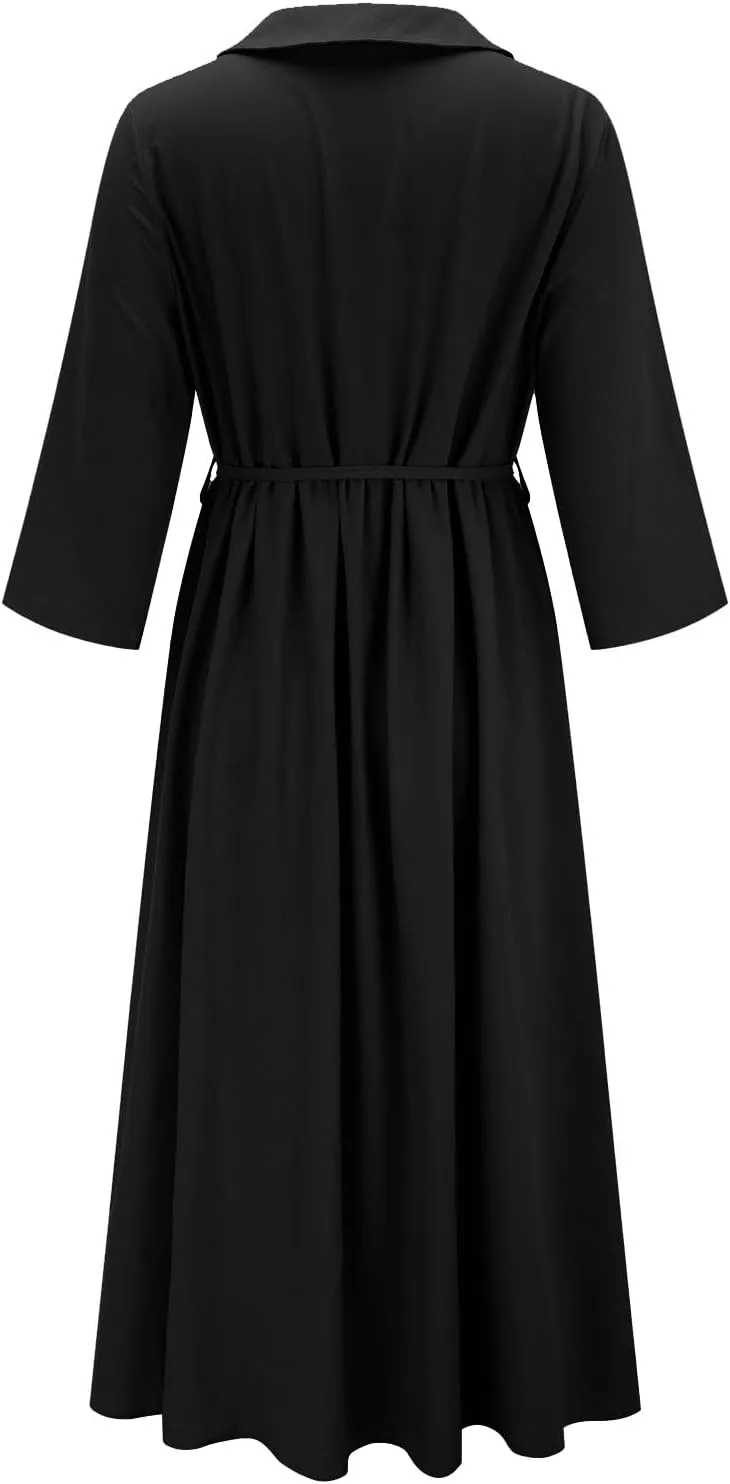 Maxi Dresses for Women 2025 Summer Casual Plus Size Cotton Linen Dress 3/4 Sleeve Comfy Beach Vacation Sundresses