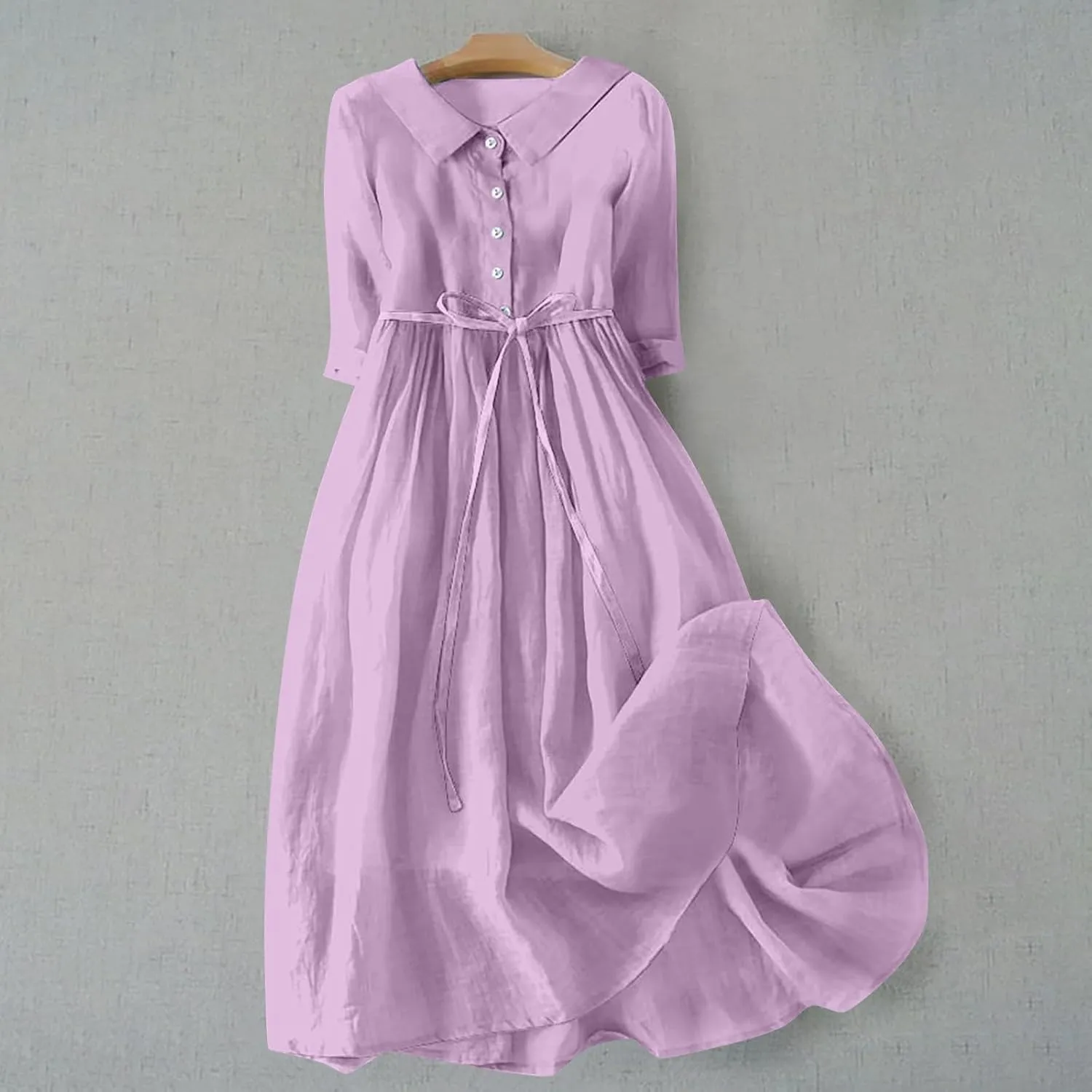 Maxi Dresses for Women 2025 Summer Casual Plus Size Cotton Linen Dress 3/4 Sleeve Comfy Beach Vacation Sundresses