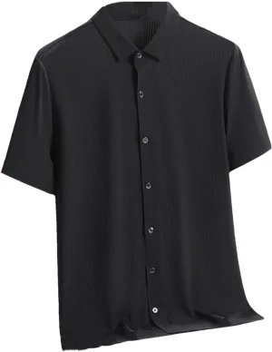 Men Quick Dry Shirts Short Sleeve Breathable Solid Casual Shirt Men Social Blouse