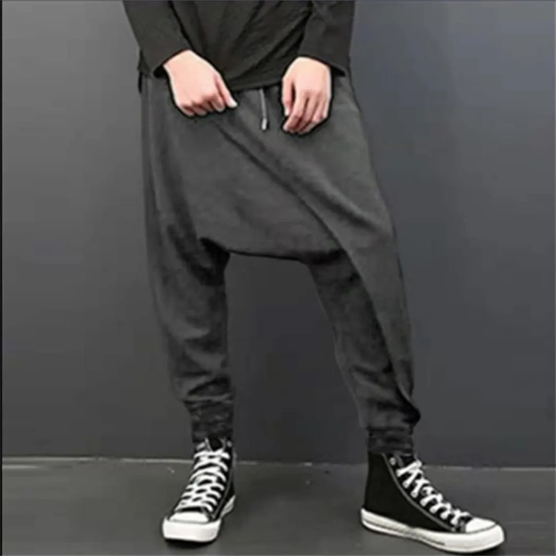 Men Vintage Loose Skirt Pants Streetwear Hip Hop Gothic Punk Trousers Harajuku Harem Pants