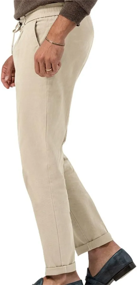 Mens Chino Pants Slim Fit Flat Front Stretch Skinny Tapered Dress Pants Lightweight Elastic Waistband Pants with Pockets