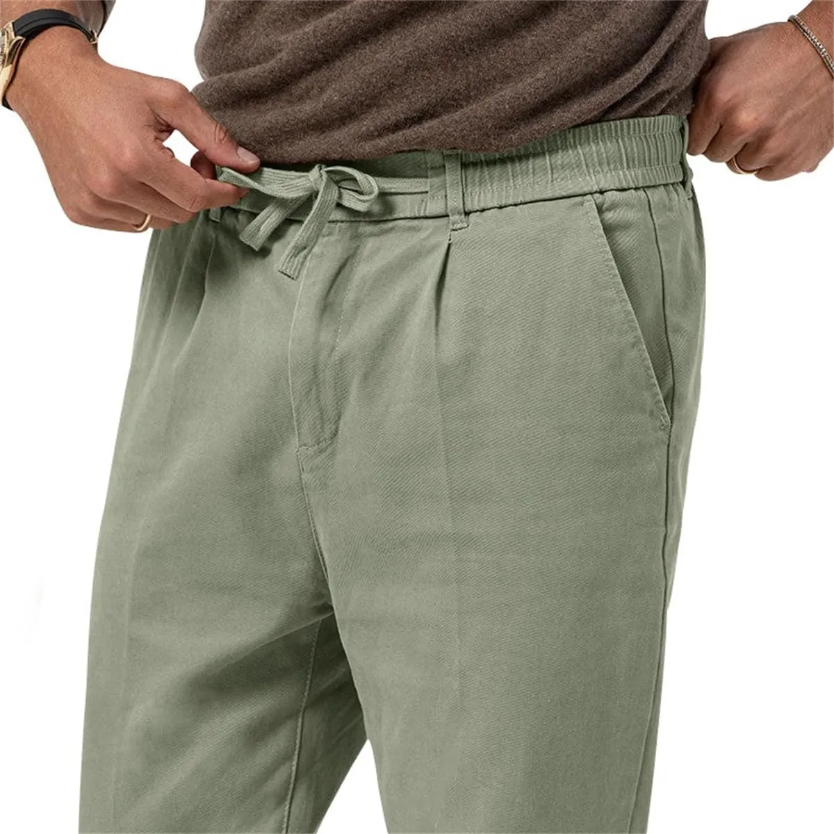 Mens Chino Pants Slim Fit Flat Front Stretch Skinny Tapered Dress Pants Lightweight Elastic Waistband Pants with Pockets