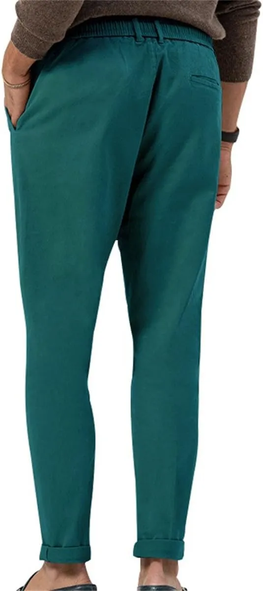 Mens Chino Pants Slim Fit Flat Front Stretch Skinny Tapered Dress Pants Lightweight Elastic Waistband Pants with Pockets
