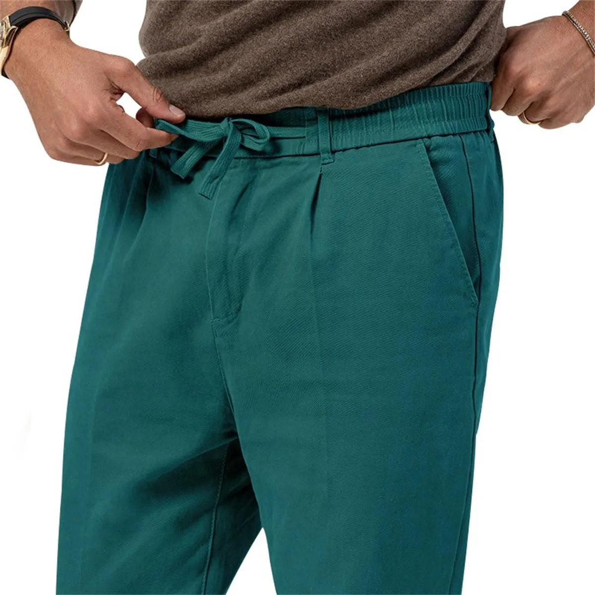 Mens Chino Pants Slim Fit Flat Front Stretch Skinny Tapered Dress Pants Lightweight Elastic Waistband Pants with Pockets