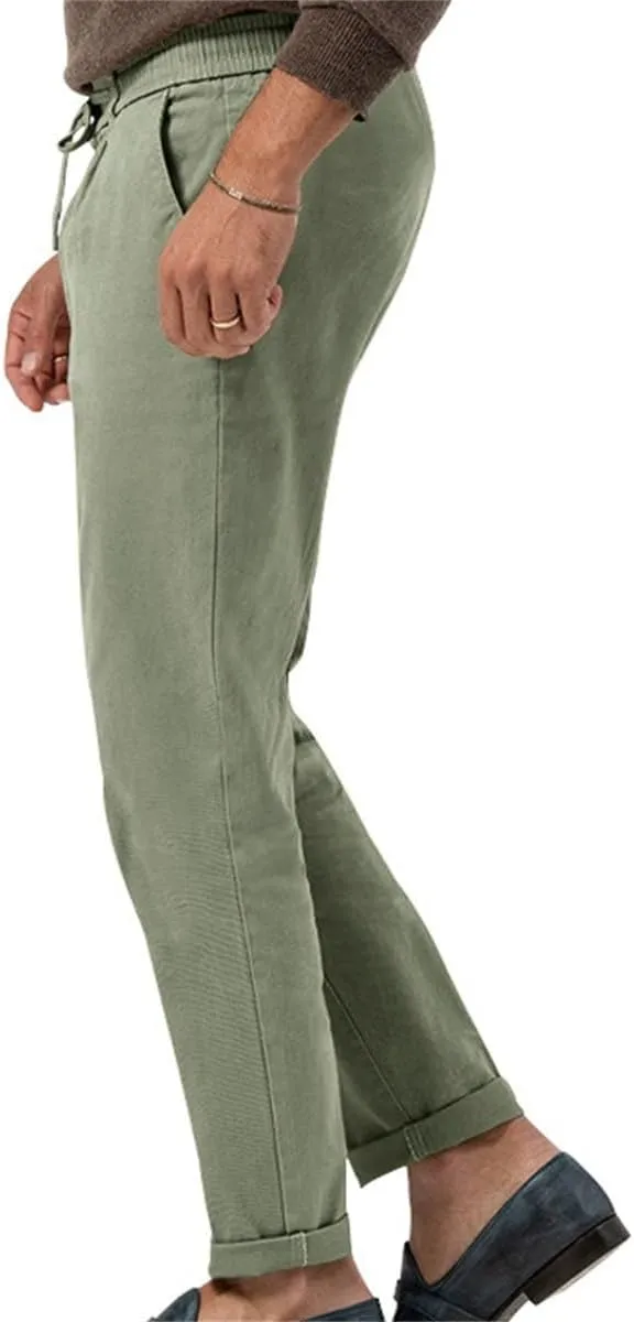 Mens Chino Pants Slim Fit Flat Front Stretch Skinny Tapered Dress Pants Lightweight Elastic Waistband Pants with Pockets