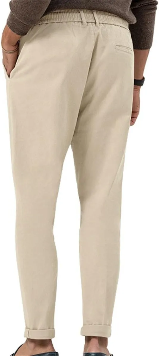 Mens Chino Pants Slim Fit Flat Front Stretch Skinny Tapered Dress Pants Lightweight Elastic Waistband Pants with Pockets