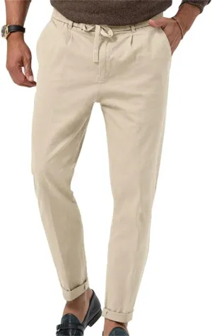 Mens Chino Pants Slim Fit Flat Front Stretch Skinny Tapered Dress Pants Lightweight Elastic Waistband Pants with Pockets