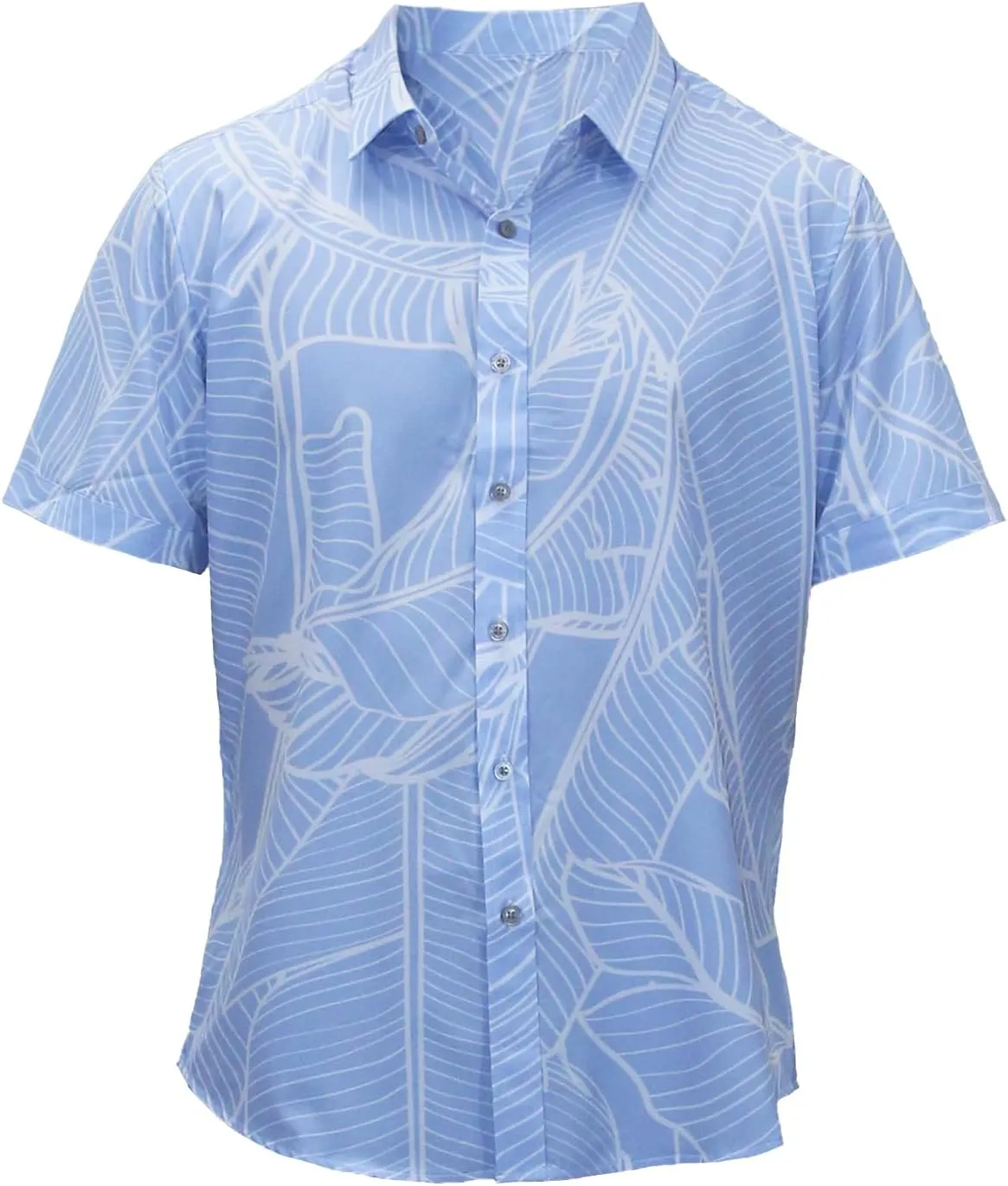 Mens Hawaiian Shirt Tropical Stretch Short Sleeve, Casual Button-Down Shirts
