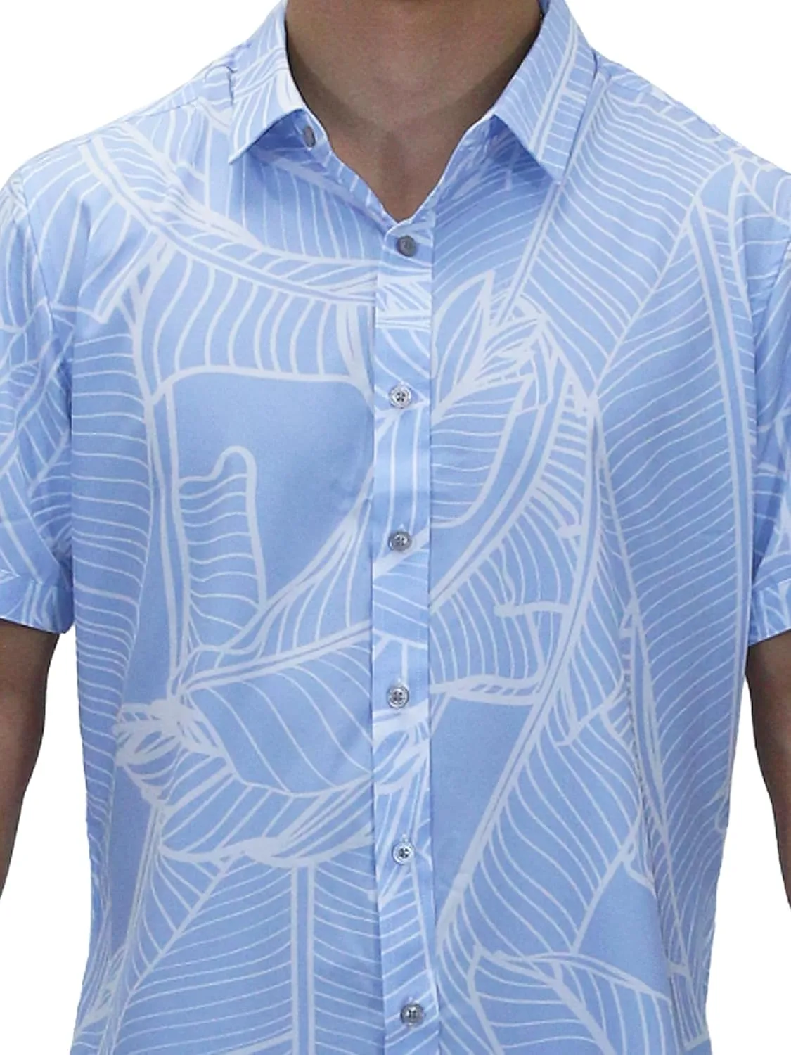 Mens Hawaiian Shirt Tropical Stretch Short Sleeve, Casual Button-Down Shirts