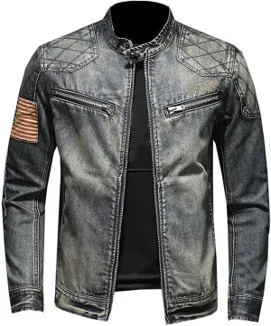Mens Jackets Turtle Neck Denim Jackets Outerwear for Man Long Sleeve Work Western Winter Fall Jackets 2025