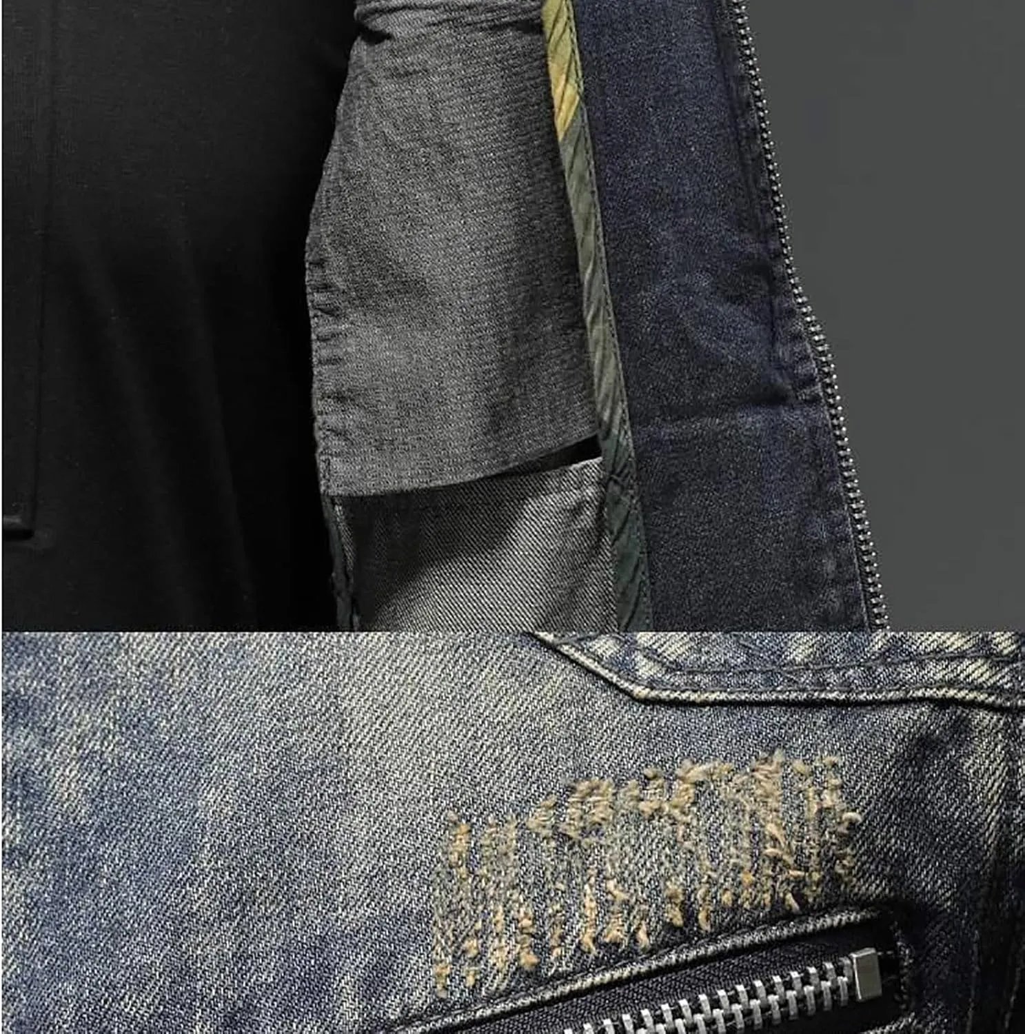 Mens Jackets Turtle Neck Denim Jackets Outerwear for Man Long Sleeve Work Western Winter Fall Jackets 2025