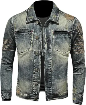 Mens Jackets Turtle Neck Denim Jackets Outerwear for Man Long Sleeve Work Western Winter Fall Jackets 2025