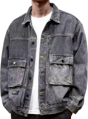 Mens Jackets Turtle Neck Denim Jackets Outerwear for Man Long Sleeve Work Western Winter Fall Jackets 2025
