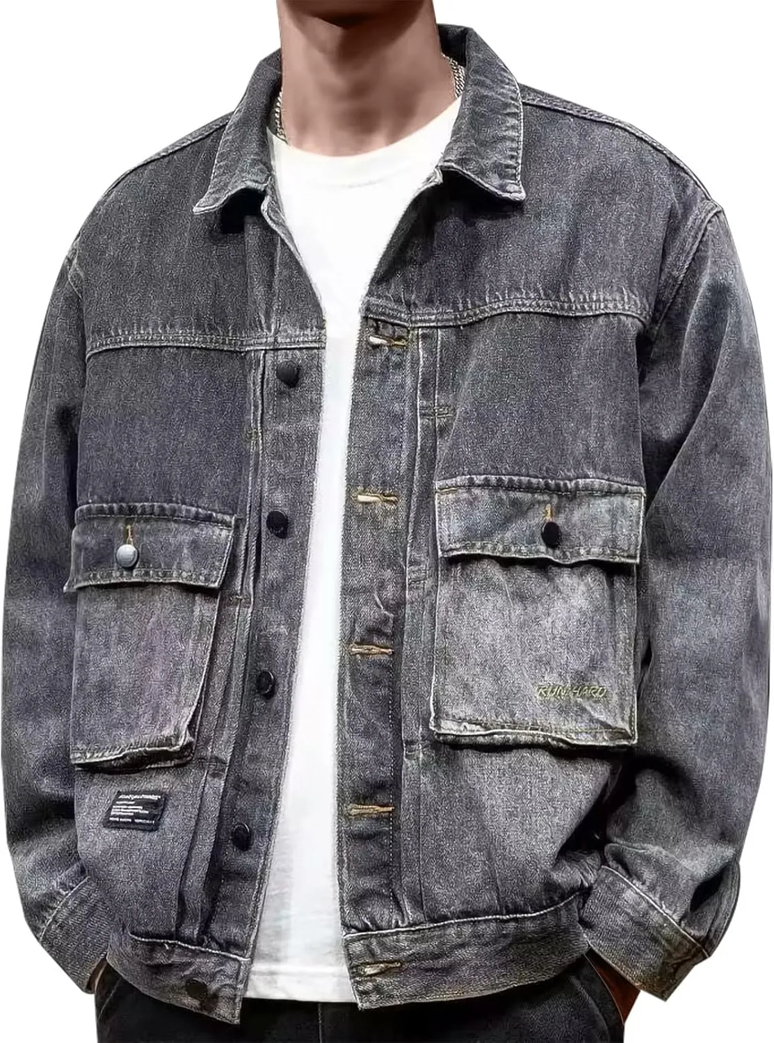 Mens Jackets Turtle Neck Denim Jackets Outerwear for Man Long Sleeve Work Western Winter Fall Jackets 2025