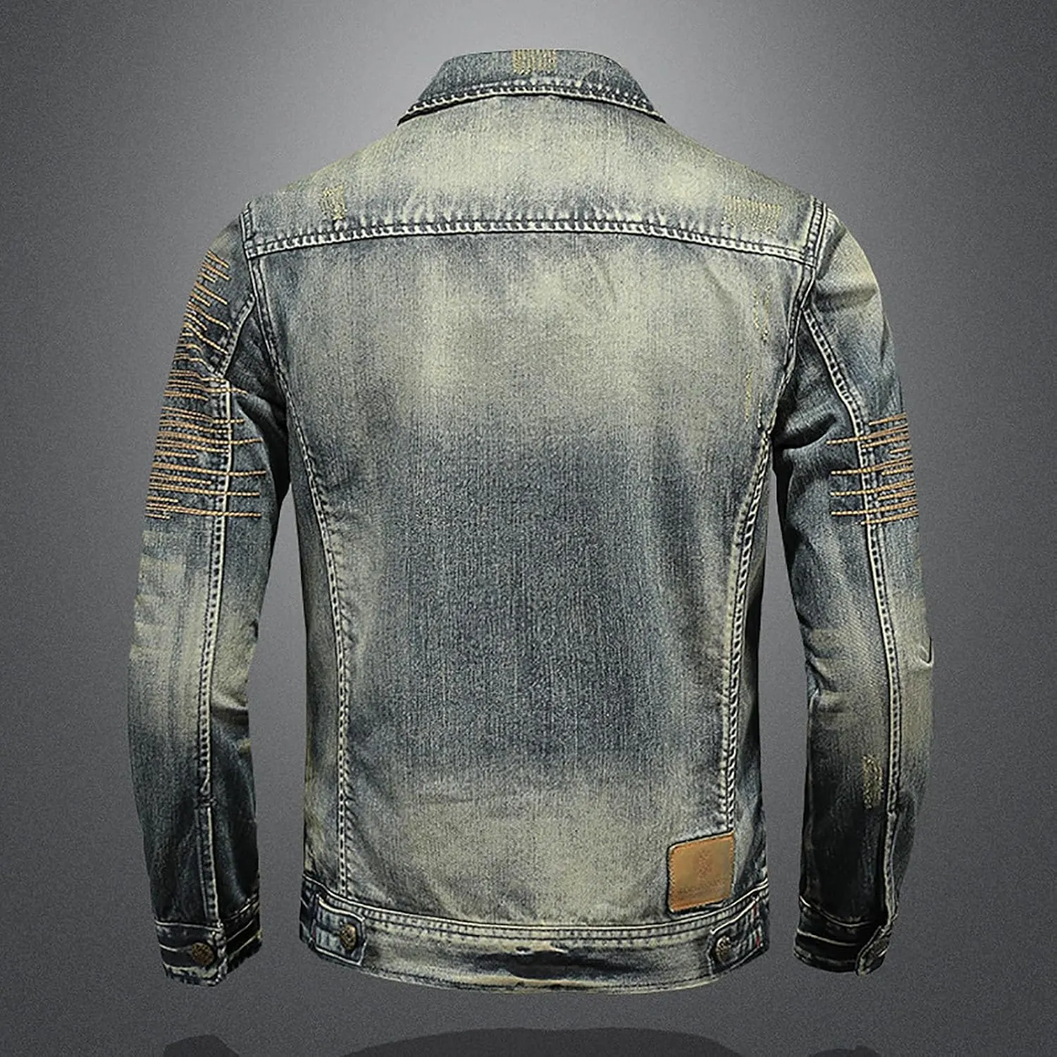 Mens Jackets Turtle Neck Denim Jackets Outerwear for Man Long Sleeve Work Western Winter Fall Jackets 2025