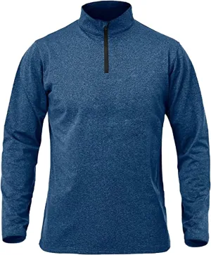 Men's Sports Shirts 1/4 Zip Long Sleeve Running Workout Pullover Tops, Quick Dry Active Shirts for Gym Basketball Athletic