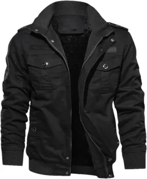 Mens Winter Coat Thicker Warm Down Jackets Balck Casual Winter Jackets Male Multi-Pocket Cargo Jackets