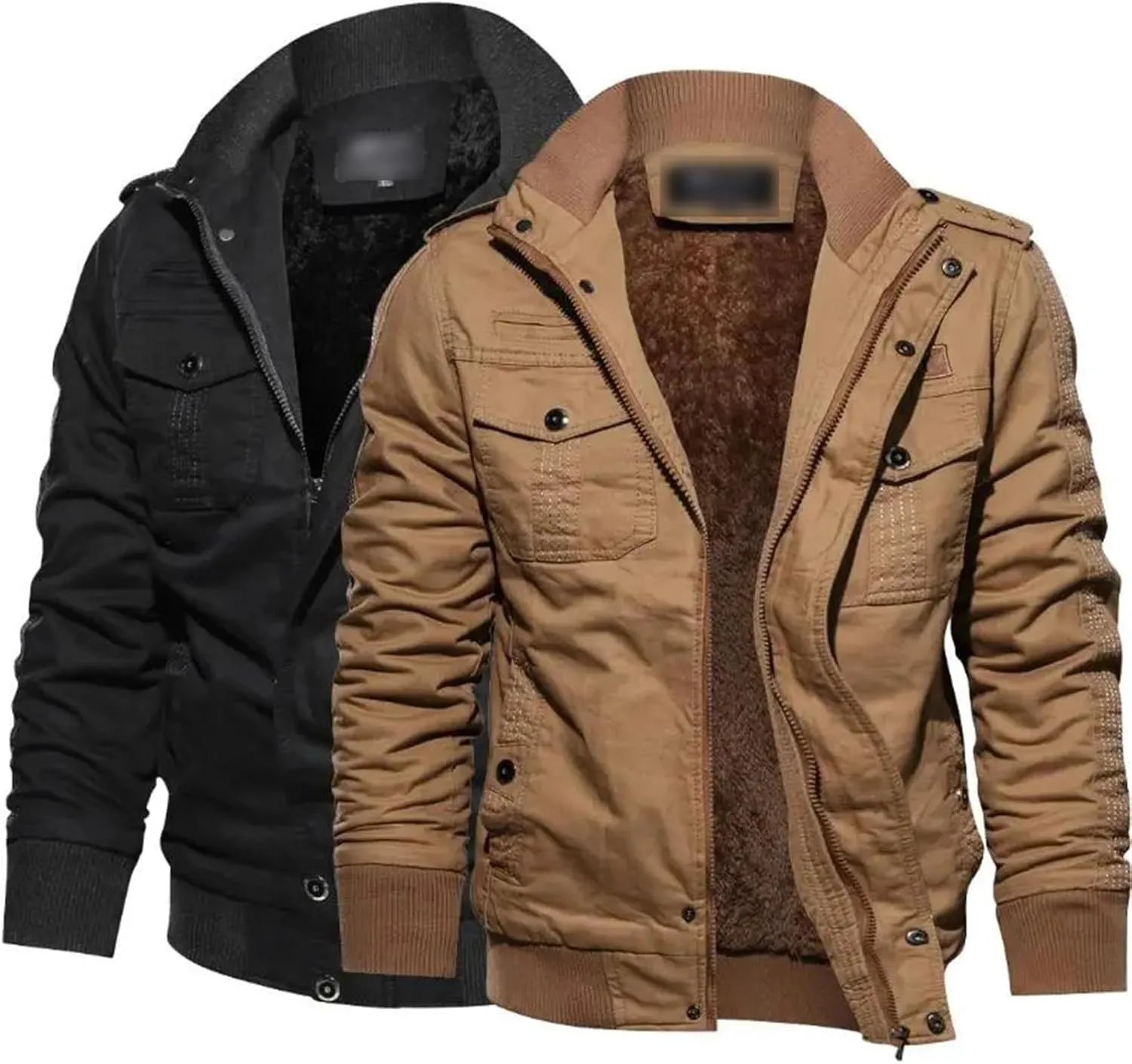Mens Winter Coat Thicker Warm Down Jackets Balck Casual Winter Jackets Male Multi-Pocket Cargo Jackets