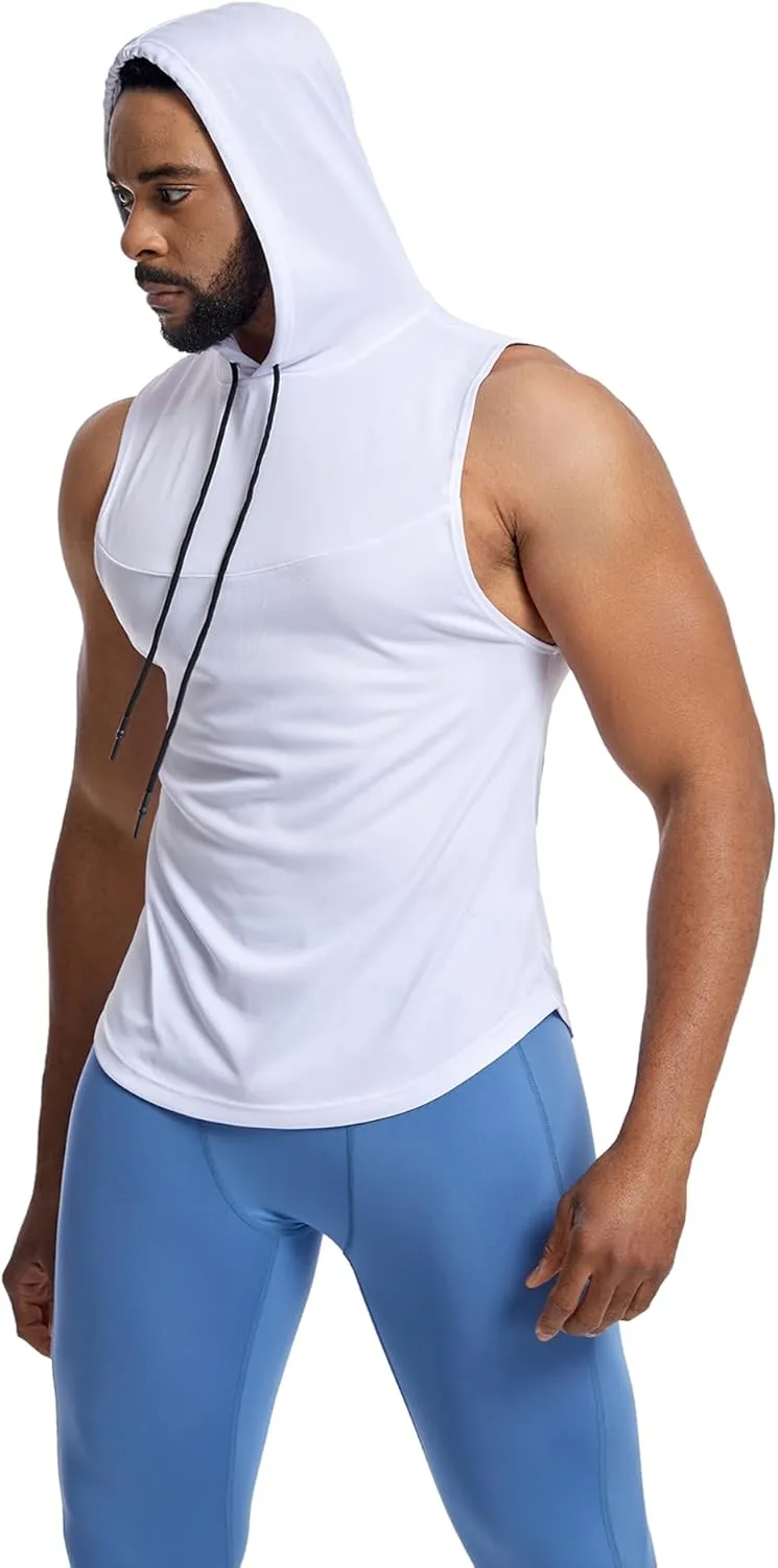 Men's Workout Tank Tops Sleeveless Running Shirts with Hoodie