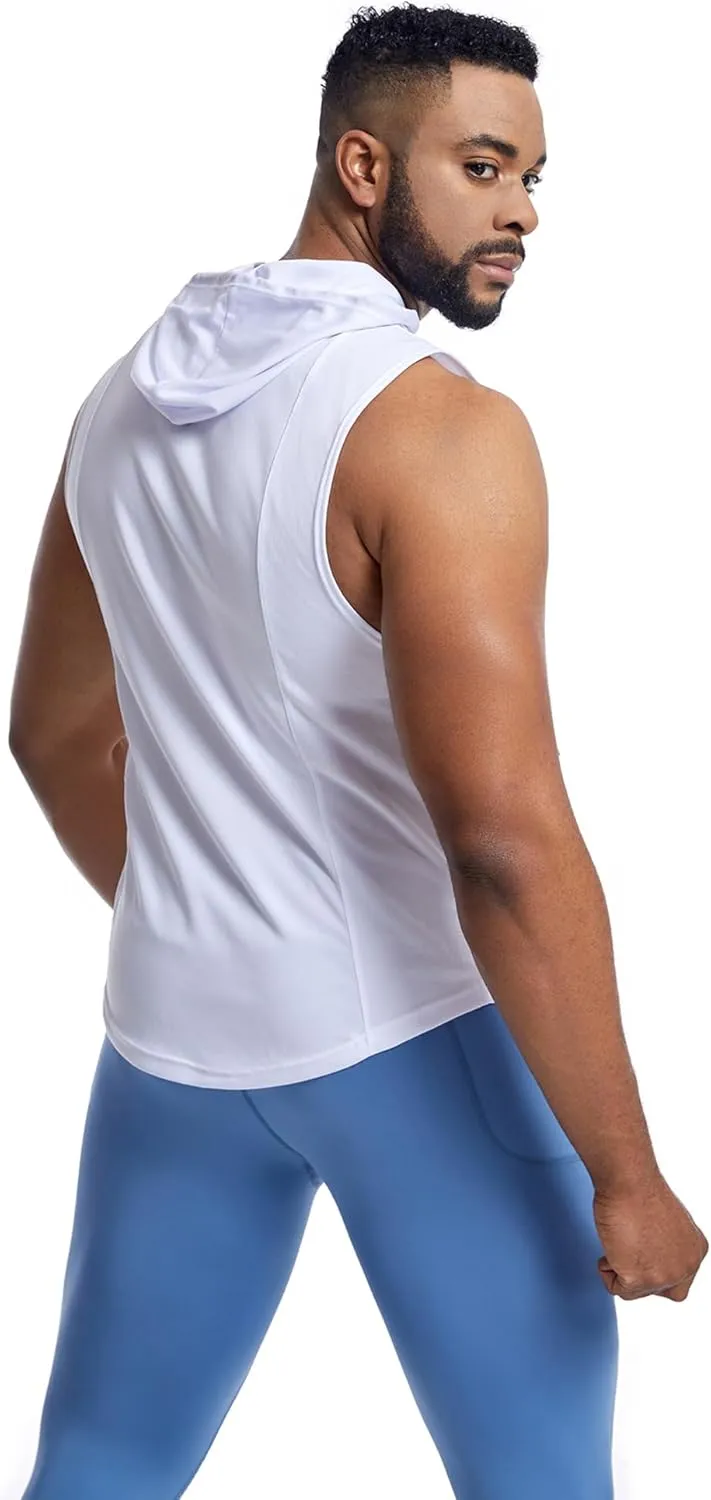 Men's Workout Tank Tops Sleeveless Running Shirts with Hoodie