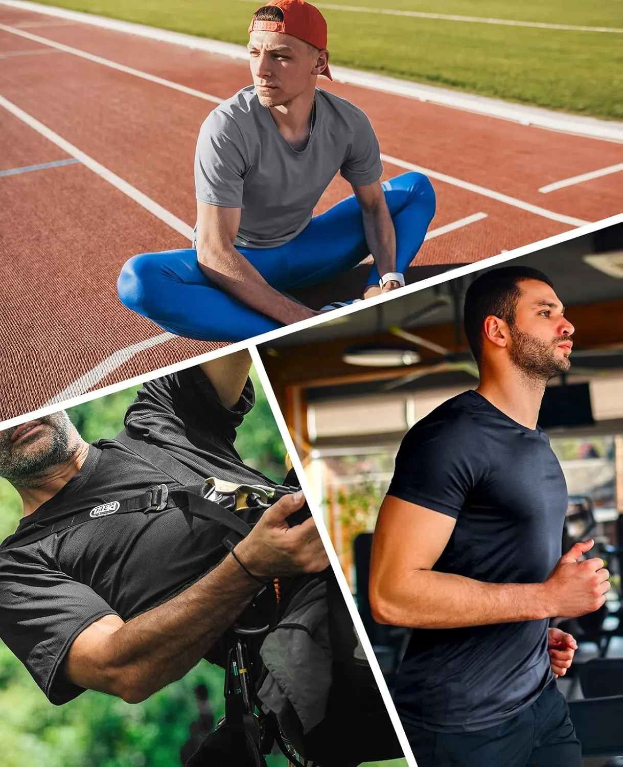 MIER Mens Workout Shirts Short Sleeve T-Shirt Lightweight Running Dry Fit Athletic Shirts Moisture Wicking, 3 Pack