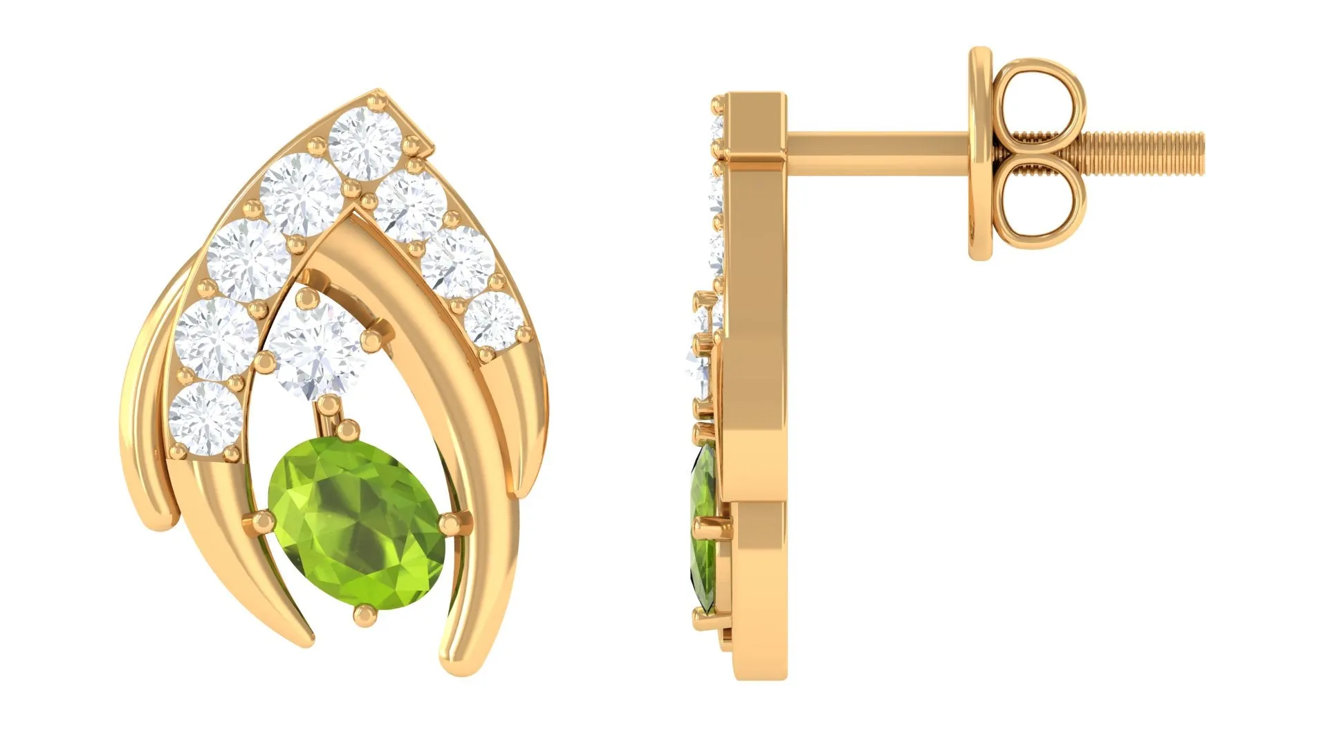 Minimal AAA Quality Peridot Stud Earrings