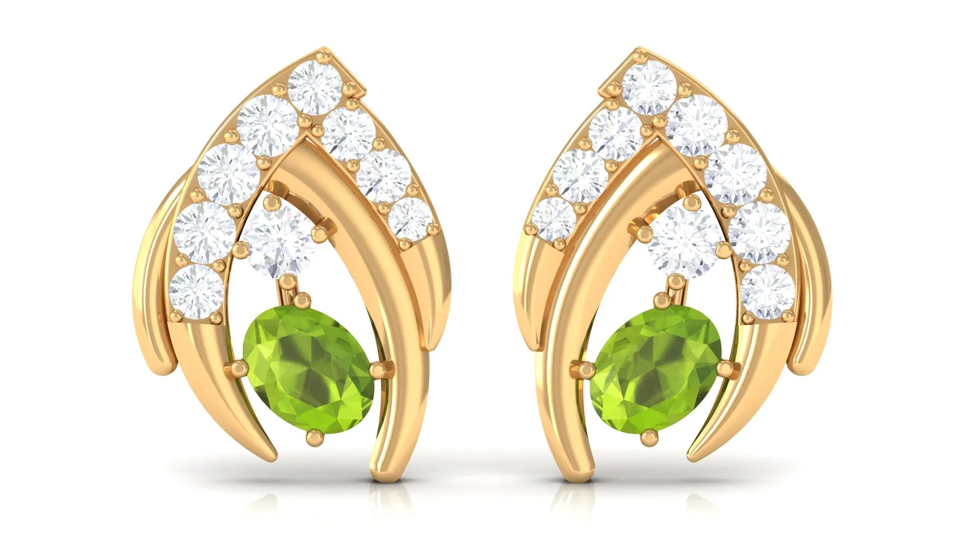 Minimal AAA Quality Peridot Stud Earrings