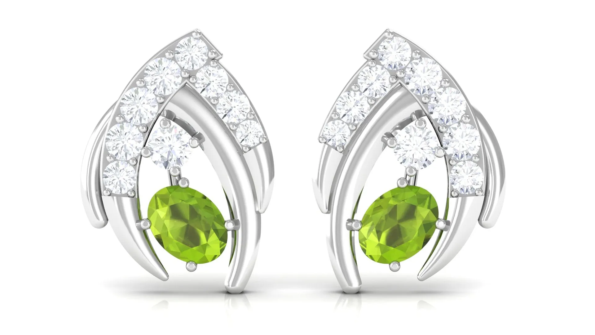 Minimal AAA Quality Peridot Stud Earrings