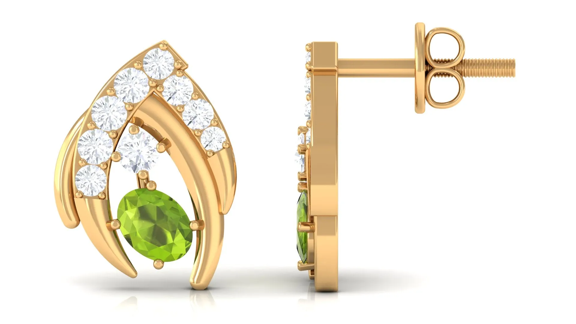 Minimal AAA Quality Peridot Stud Earrings